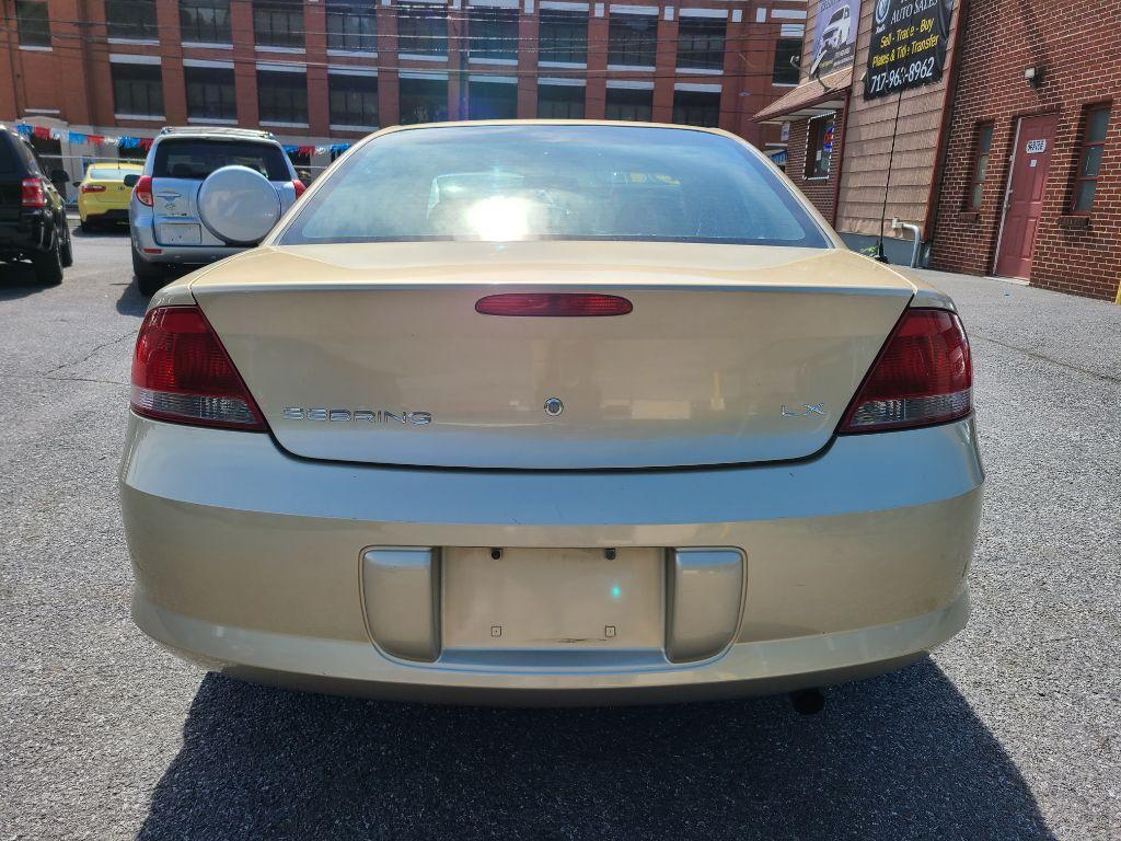 2001 TAN CHRYSLER SEBRING LX (1C3EL46X01N) with an 2.4L engine, Automatic transmission, located at 117 North Cameron Street, Harrisburg, PA, 17101, (717) 963-8962, 40.267021, -76.875351 - WE FINANCE!!! Good Credit/ Bad Credit/ No Credit - ALL Trade-Ins Welcomed!!! ***Guaranteed Credit Approval*** APPLY ONLINE or CALL us TODAY ;) Internet Prices and Marketplace Prices are SPECIAL discounted ***CASH DEALS*** Retail Prices are higher. Please call us to discuss your cash and finan - Photo #3